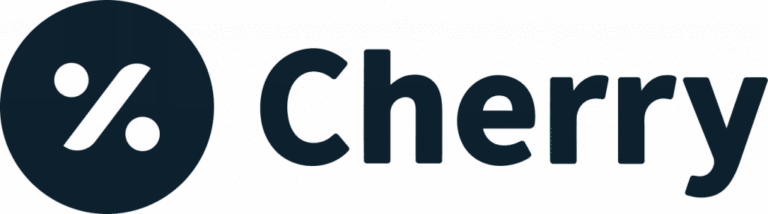 Cherry logo: dark blue circular icon with a percent sign, followed by the word Cherry in bold blue.