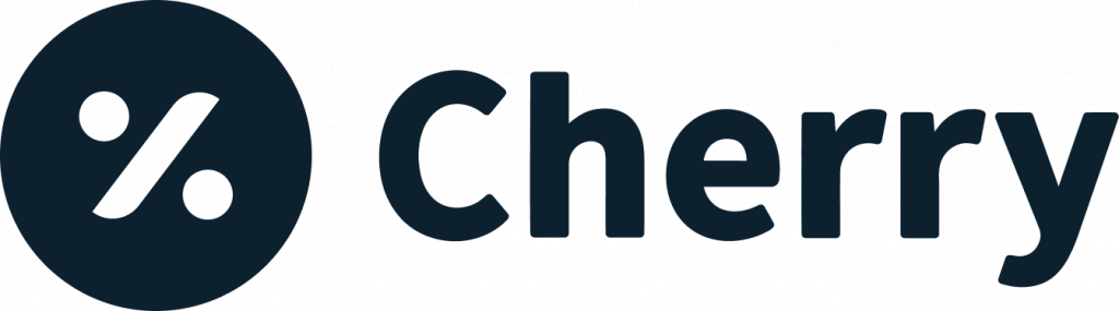 Cherry logo: dark blue circular icon with a percent sign, followed by the word Cherry in bold blue.